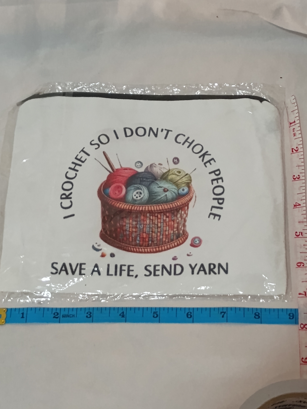 I Crochet So I Don't Choke People - White Yarn Basket Pouch Project Bag OS